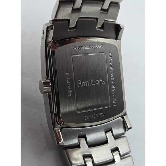 Armitron 20 4507SV Mens Rectangular Stainless Steel Quartz Watch New Battery 50m - Picture 11 of 11